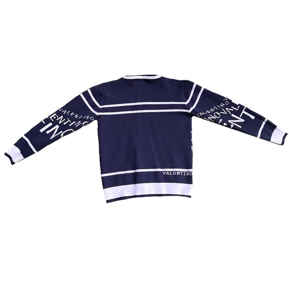 VALENTINO LOGO V NECK SWEATER NAVY COLOR 2019 - Picture 2 of 9